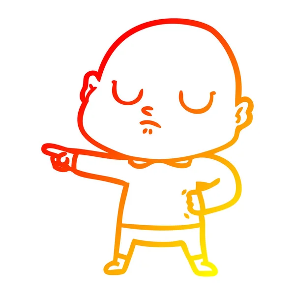 Sıcak degrade çizgi çizim karikatür kel adam — Stok Vektör