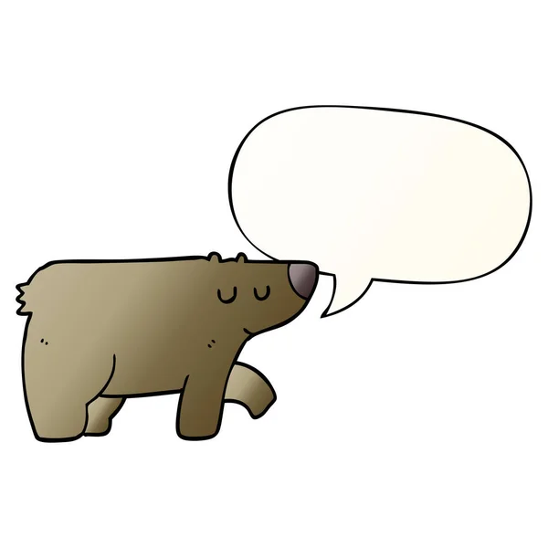 Urso dos desenhos animados e bolha de fala em estilo gradiente suave — Vetor de Stock