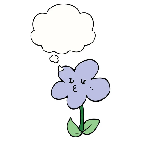 Καρτούν λουλούδι και φούσκα σκέψης — Διανυσματικό Αρχείο