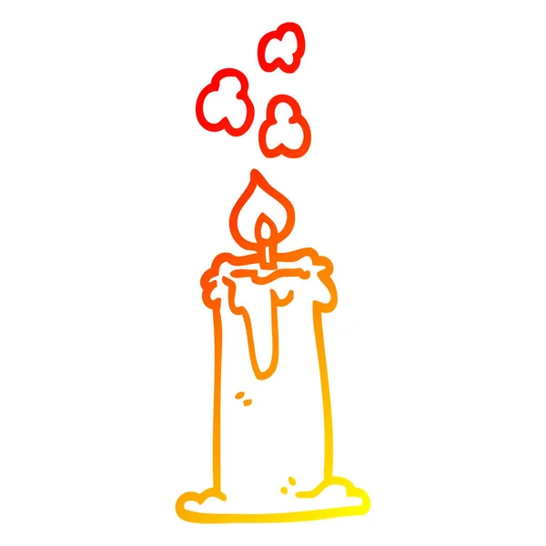 Тепла градієнтна лінія малювання мультяшної свічки горіння — стоковий вектор
