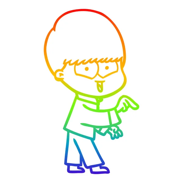 Linea gradiente arcobaleno disegno cartone animato ragazzo felice — Vettoriale Stock