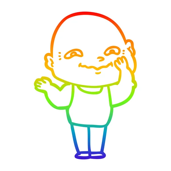 Arco iris gradiente línea dibujo dibujos animados chico espeluznante — Vector de stock