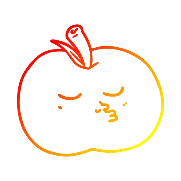 Chaud dégradé ligne dessin dessin animé pomme de haute qualité — Image vectorielle