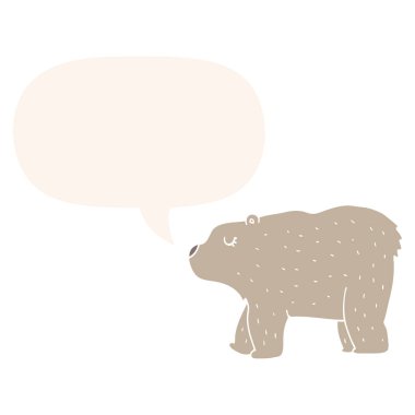 retro tarzında karikatür ayı ve konuşma balonu