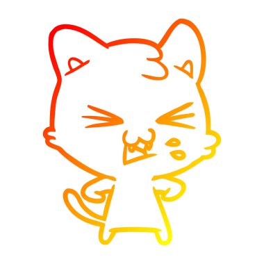 sıcak degrade çizgi çizim karikatür kedi hissing