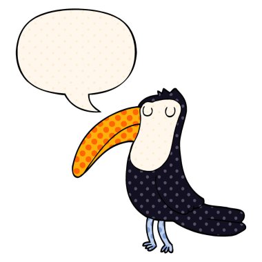 çizgi roman tarzında karikatür toucan ve konuşma balonu