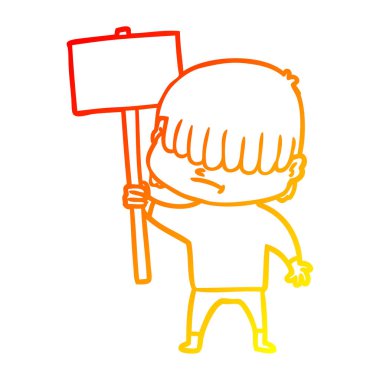 düzensiz saçlı sıcak degrade çizgi çizim karikatür çocuk