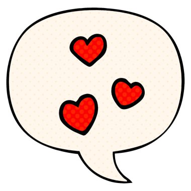 çizgi roman tarzında karikatür aşk kalp ve konuşma balonu