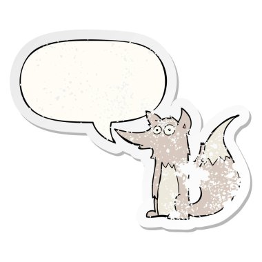 karikatür kurt ve konuşma balonu sıkıntılı etiket