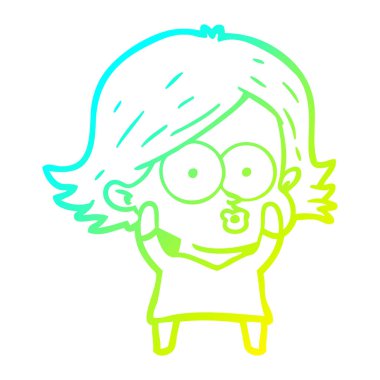 soğuk degrade çizgi çizim karikatür kız somurtma