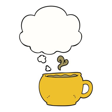 karikatür kahve fincanı ve düşünce balonu