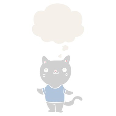 retro tarzında karikatür kedi ve düşünce balonu