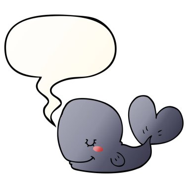 düzgün degrade tarzında karikatür balina ve konuşma balonu