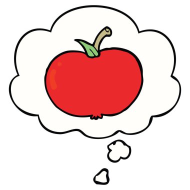 karikatür elma ve düşünce balonu