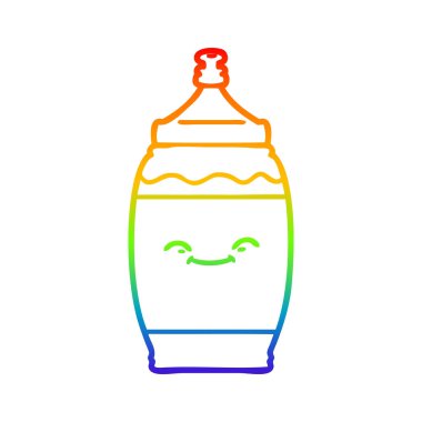 gökkuşağı degrade çizgi çizim karikatür mutlu su şişesi