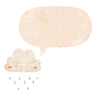 retro dokulu tarzda karikatür fırtına bulut ve konuşma balonu