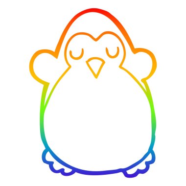 gökkuşağı gradyan çizgi çizim karikatür penguen