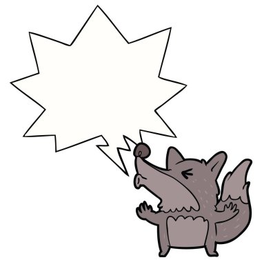 karikatür halloween werewolf ulume ve konuşma balonu