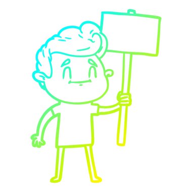 işareti ile mutlu karikatür adam çizim soğuk degrade çizgi çizgi çizim