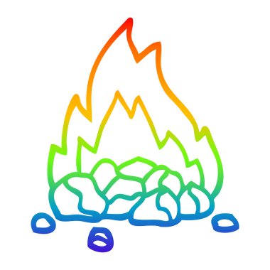 gökkuşağı gradyan çizgi çizim karikatür yanan kömürler