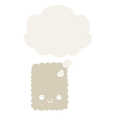 karikatür bisküvi ve retro tarzında düşünce balonu