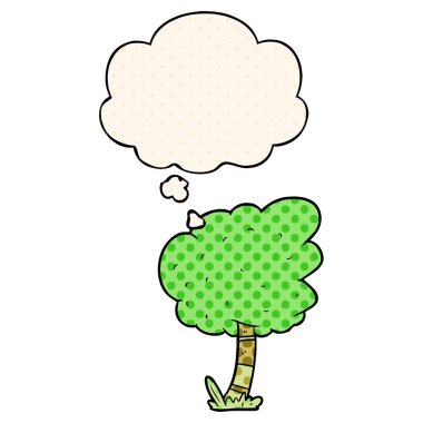 çizgi film ağacı ve çizgi roman tarzında düşünce balonu