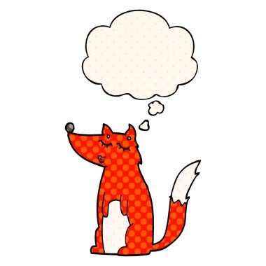 çizgi film kurt ve çizgi roman tarzında düşünce balonu