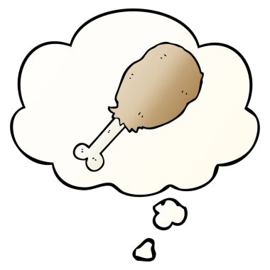 karikatür tavuk bacak ve pürüzsüz degrade tarzında kabarcık düşünce