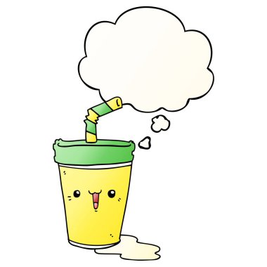 sevimli karikatür soda ve pürüzsüz degrade tarzında kabarcık düşünce