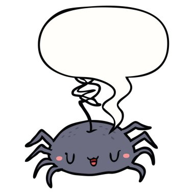 karikatür halloween örümcek ve konuşma balonu
