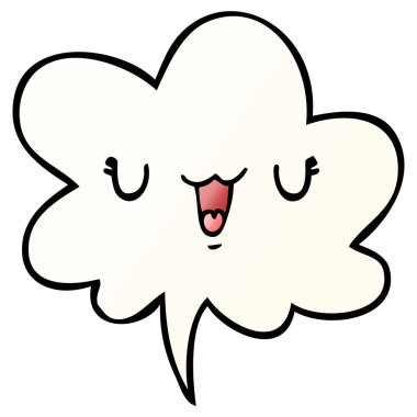 pürüzsüz degrade sty sevimli mutlu karikatür yüz ve konuşma balonu