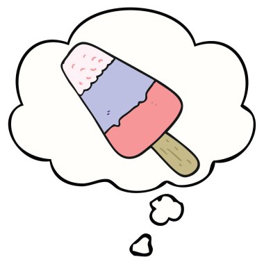 karikatür buz lolly ve düşünce balonu