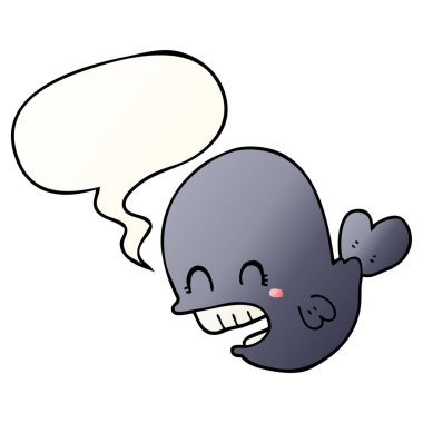 düzgün degrade tarzında karikatür balina ve konuşma balonu