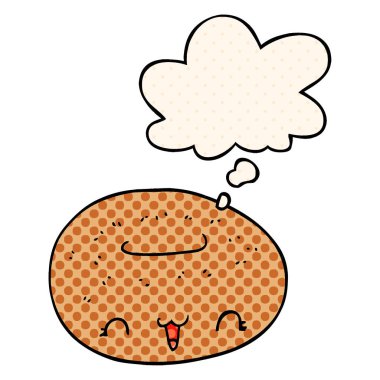sevimli karikatür donut ve çizgi roman tarzında düşünce balonu