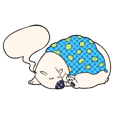 çizgi roman stilçizgi kutup ayısı uyku ve konuşma balonu