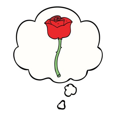 karikatür gül ve düşünce balonu