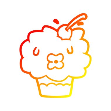 sıcak degrade çizgi çizim komik cupcake