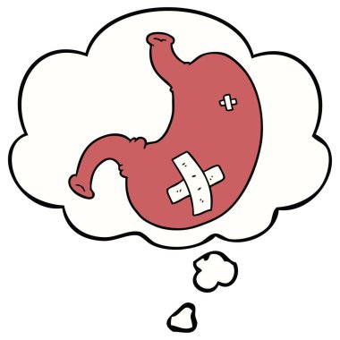 karikatür mide ve düşünce balonu