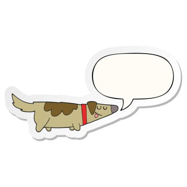 karikatür köpek ve konuşma kabarcık etiket