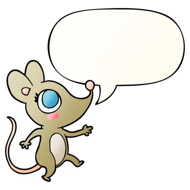 pürüzsüz degrade tarzında sevimli karikatür fare ve konuşma balonu