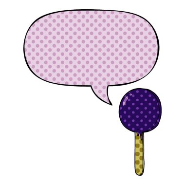 çizgi roman tarzında karikatür lolipop ve konuşma balonu