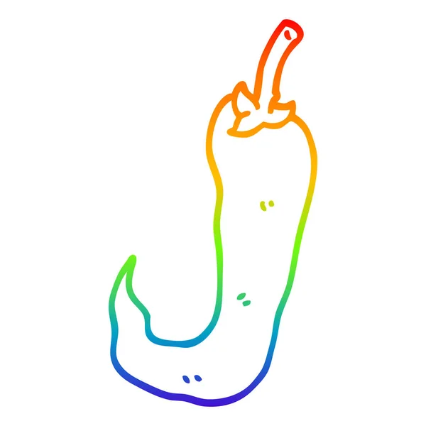 Línea de gradiente arco iris dibujo de dibujos animados rojo picante chile — Vector de stock
