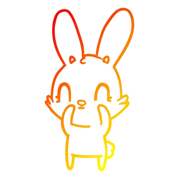 Línea de gradiente caliente dibujo lindo conejo de dibujos animados — Archivo Imágenes Vectoriales