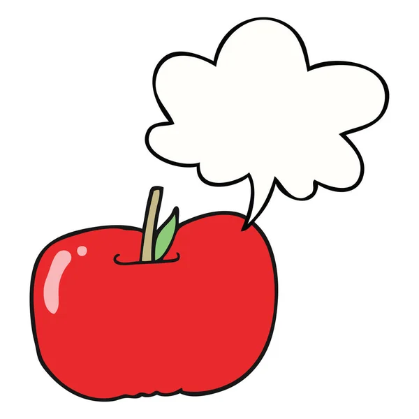 Manzana de dibujos animados y burbuja del habla — Vector de stock