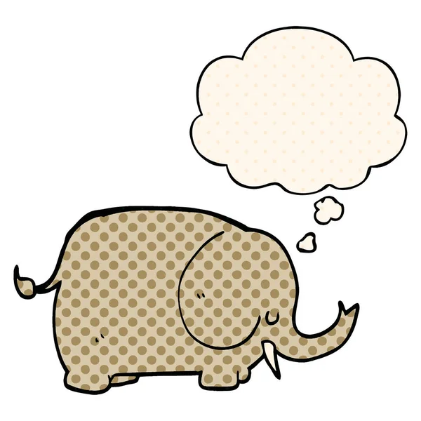 Cartoon elephant and thought bubble in comic book style — Stock Vector