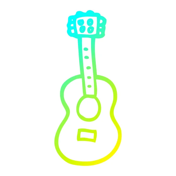 Cold gradient line drawing cartoon guitar — Stock Vector