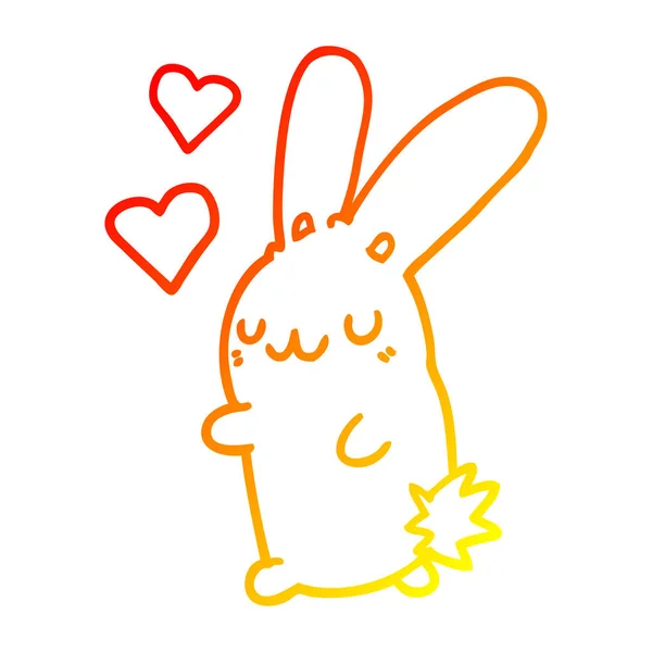 Chaud gradient ligne dessin dessin animé lapin en amour — Image vectorielle