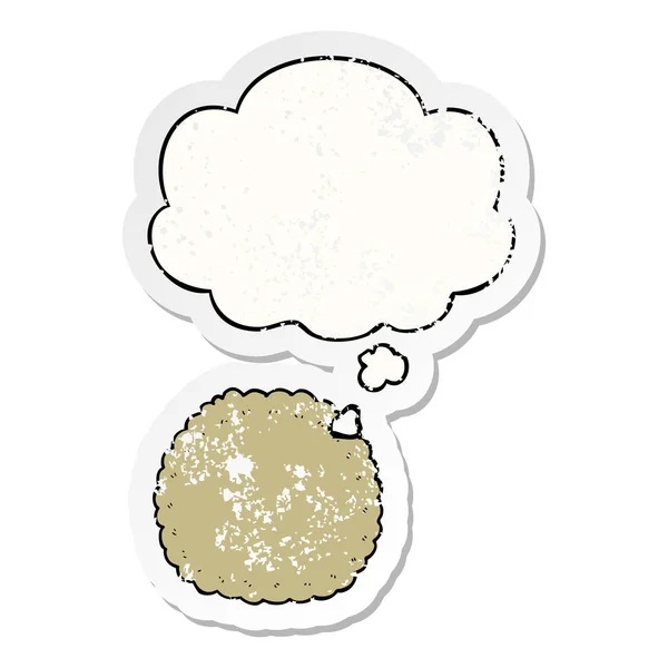 Kreslený sušenky a myšlenková bublina jako otřesený obnošený štítek — Stockový vektor