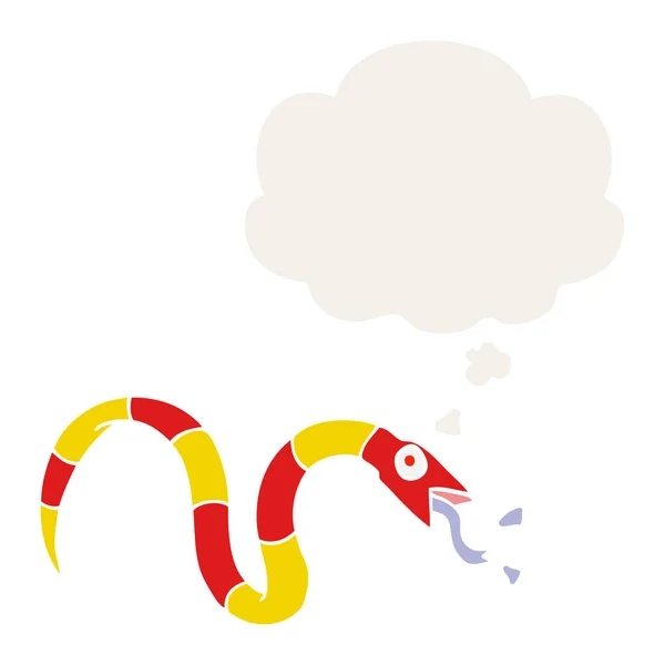 Karikatür yılan ve retro tarzında düşünce balonu — Stok Vektör