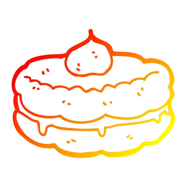 Warm gradient line drawing cartoon biscuit — Stock Vector
